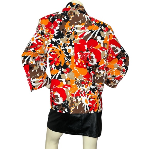 KASPER Plus Multicolor Red & Orange Abstract Floral Pattern Double Button Blazer - Picture 4 of 16